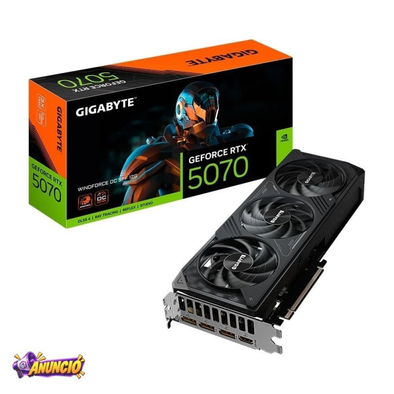 Placa De Video Gigabyte Rtx 5070 Windforce Oc Sff 12G Nvidia Geforce 12GB Gddr7 192Bits Dlss Ray Tracing 9Vn5070Wo 00 G10