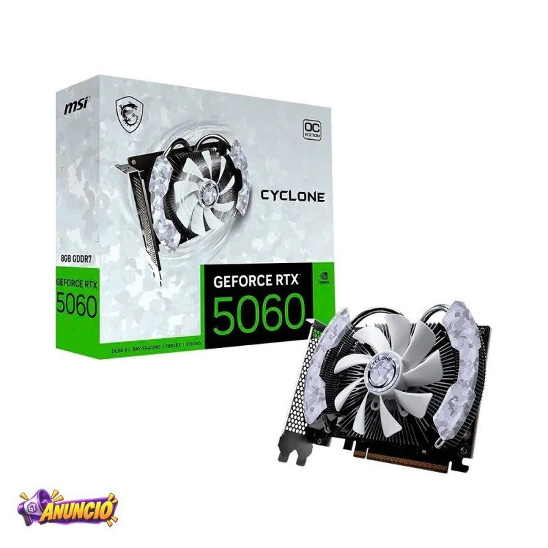 Placa De Video Msi Rtx 5060 Cyclone Oc Nvidia Geforce 8GB Gddr7 128 Bit 912 V812