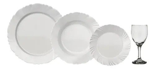 Conjunto Jantar Nadir Opaline Branco 16 Peças Vidro Temperado