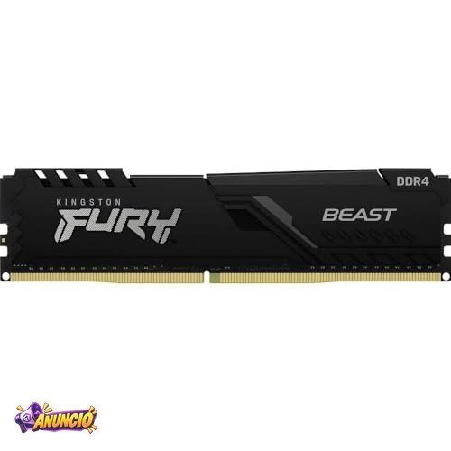 MEMÓRIA KINGSTON FURY BEAST DIMM DDR4 8GB 3200 MHZ KF432C16BB/8 1,35V 1Rx* 288 pinos Desktop Gamer