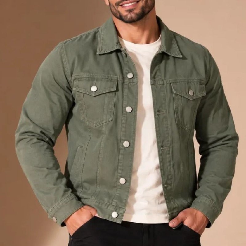 Jaqueta Masculina Jeans Sarja Slim Fit Coloridas Versátil (P ao GG)