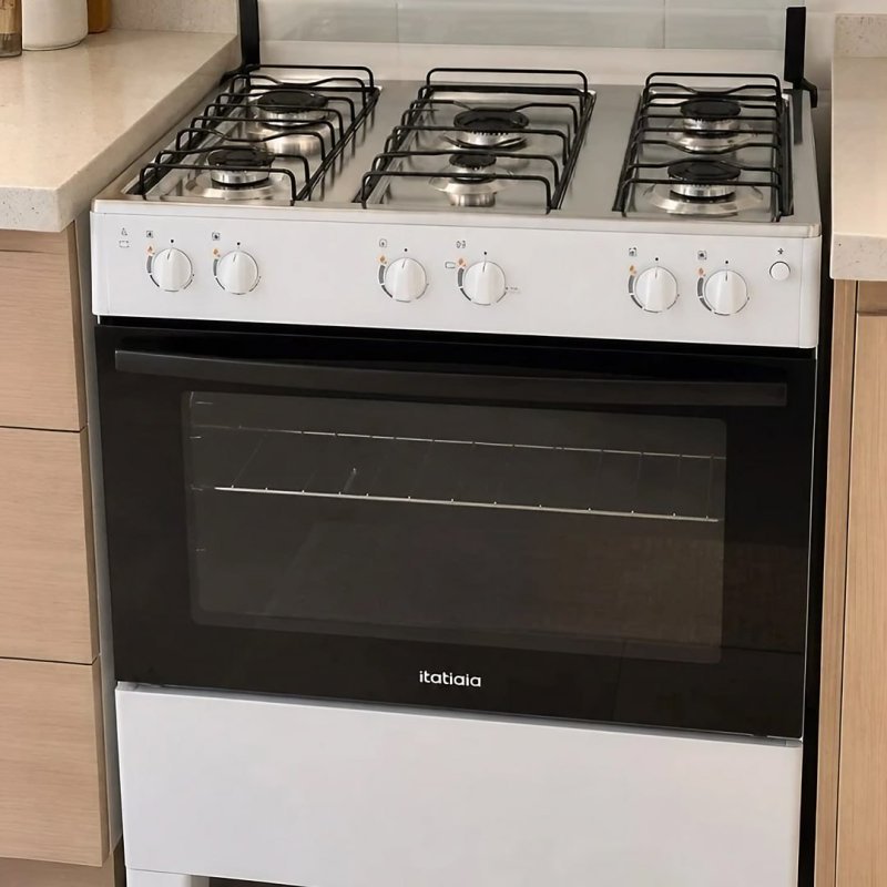 Fogão 5 Bocas a Gás Itatiaia Star com Acendimento Automático e Forno 88L Branco Bivolt