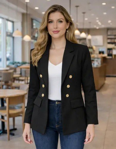 Blazer Feminino Alfaiataria Terninho Social Com Botões