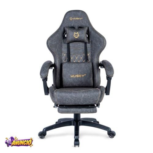 Cadeira Gamer Husky Tempest 700, Até 145kg, Almofadas, Reclinável 150º, PU, Descanso para Pés, Cinza - HCG700CZ