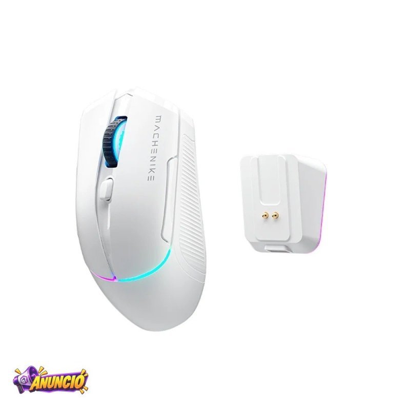 Mouse Gamer Machenike L8 Pro RGB Support 8K 2.4GHz Wireless Dock RGB Carregamento Sem Fio Branco