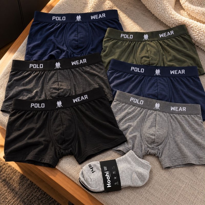 Kit 6 Cueca Polo Wear Microfibra + 6 Meia Cano Medio Algodão
