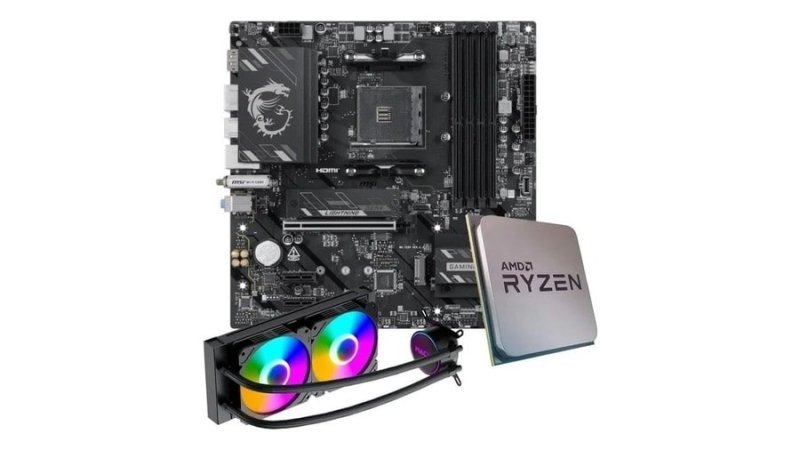 Kit Upgrade Placa-Mãe Msi B550m WiFi6E + Processador Amd Ryzen 7 5700x + Water Cooler 240mm