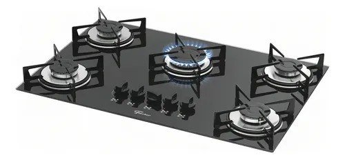 Cooktop a Gás Fischer 5 Bocas Mesa Vidro Bivolt