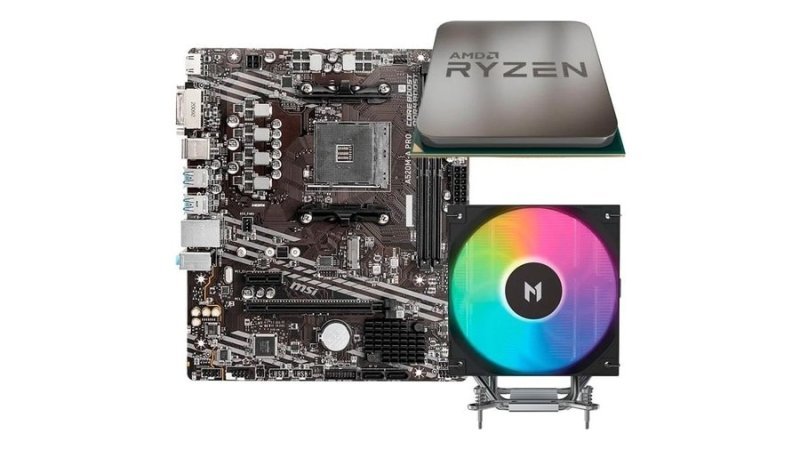 Placa Mãe Msi A520m-A Pro + Processador Amd Ryzen 5 5500F + Air Cooler Mach1 Artic
