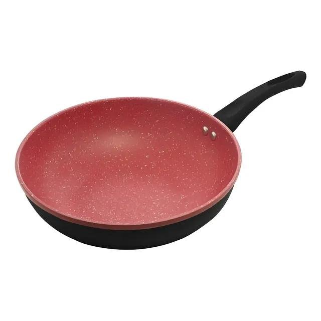 Frigideira Grande de Indução Wok Revestimento Cerâmico Vermelha 28cm - Lyor