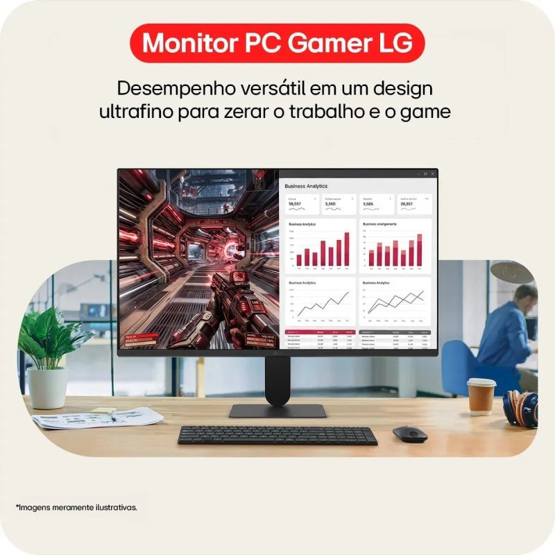 Monitor Lg Fhd Gamer Office Tela Ips 27 1ms Mbr 144hz Nativo Freesync Hdr10 Srgb Modo Leitura Flicker Safe Hdmi Black Stabilizer Dynamic Action Sync Preto 27u411b