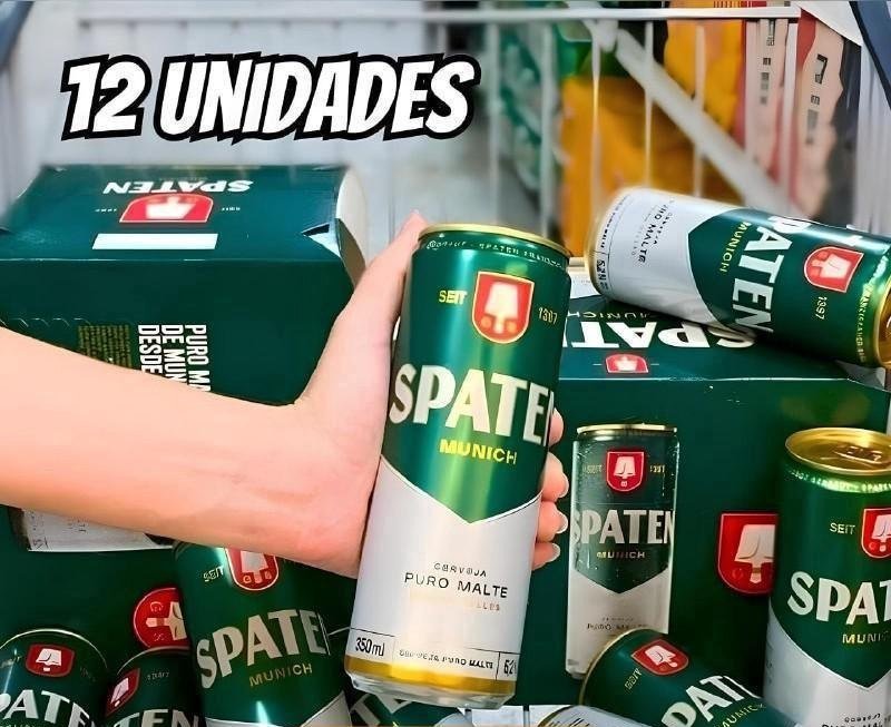 Cerveja Spaten, Puro Malte, Lata 350ml, Pack com 12 unidades