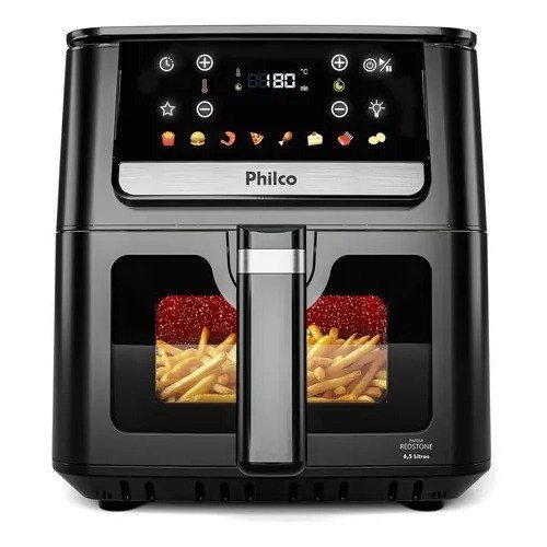 Air Fryer Philco 6,5L Visor Glass e Redstone 1700W PAF65A
