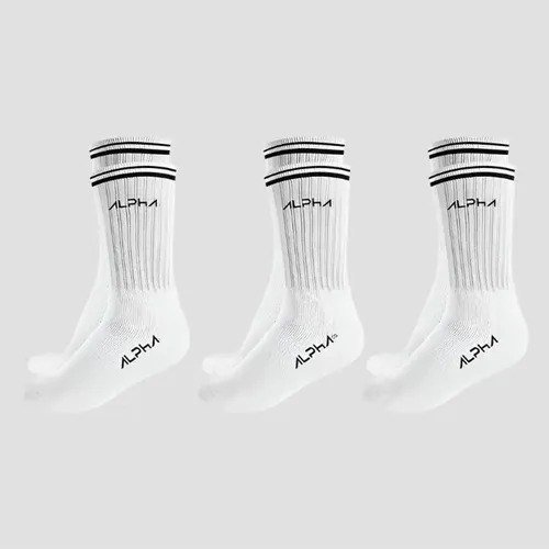 Kit 3 Meias Cano Médio Alpha Branco U