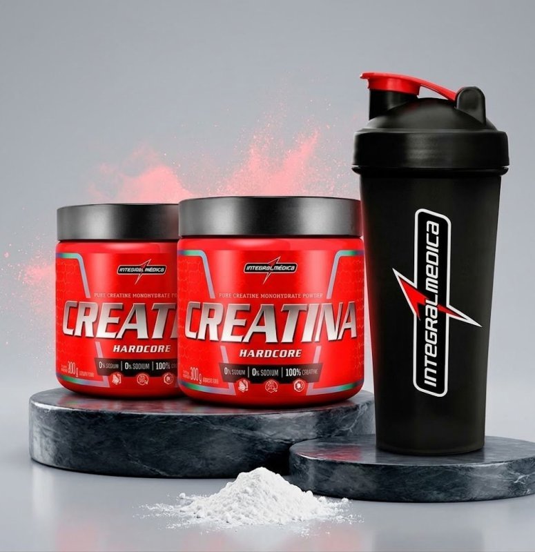 Kit 2 Creatina Integralmedica 300g + Coqueteleira 600ml + Frete Grátis