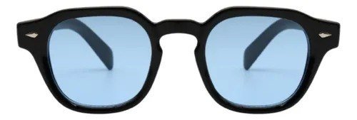 Óculos De Sol Redondo Masculino Feminino Fortuna Old Money Preto E Azul