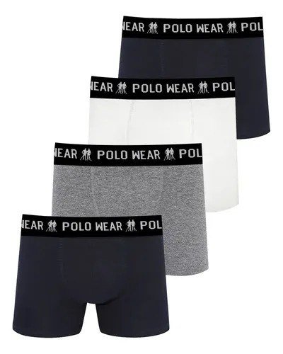 Kit 4 Cuecas Algodão Polo Wear Sortido Sortido Liso M