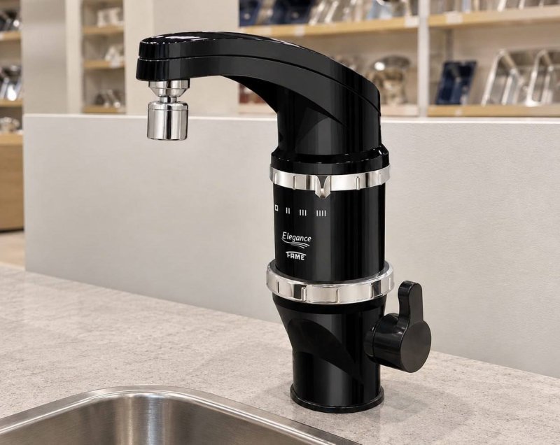 Torneira Elétrica Bancada Fame Elegance 4t Preto 5400w Acabamento Cromado + Frete Grátis