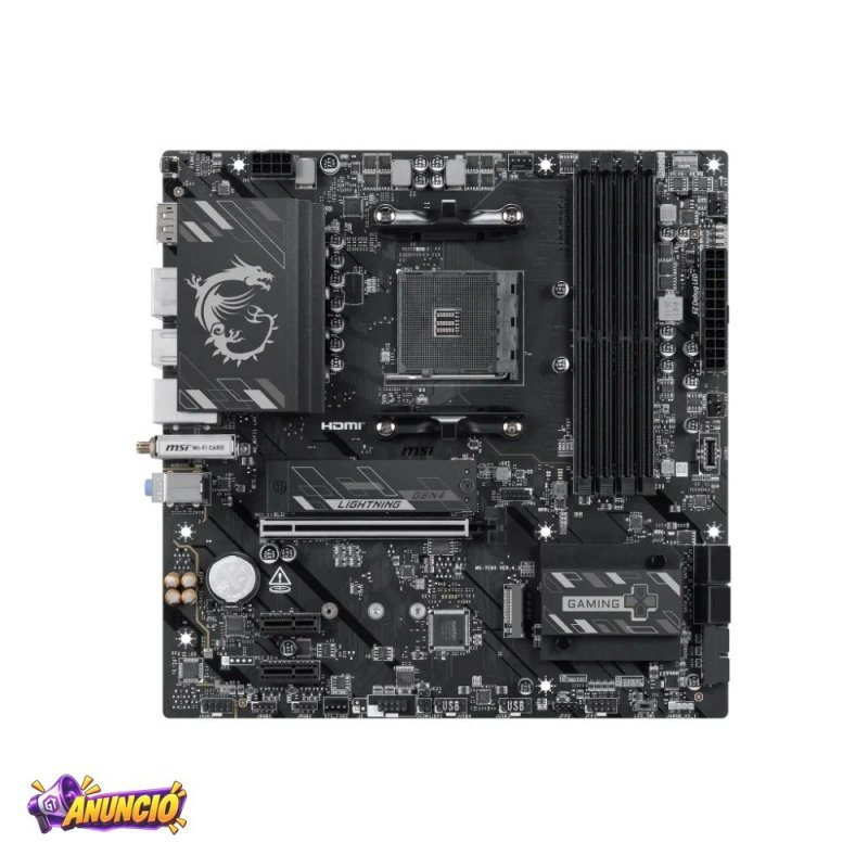 Placa Mãe Msi B550M Gaming Plus Wifi6E AMD AM4 Micro ATX DDR4 Wi Fi 6E Bluetooth 5.2 Preto e Prata