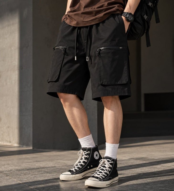 Bermuda Shorts Masculino Casuais Folgados Versáteis 6 Bolsos