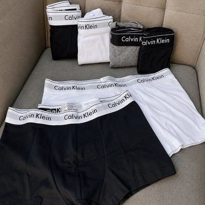 Kit Com 4 Cuecas Boxer Cotton Calvin Klein Original Preto/cinza/branco Liso M