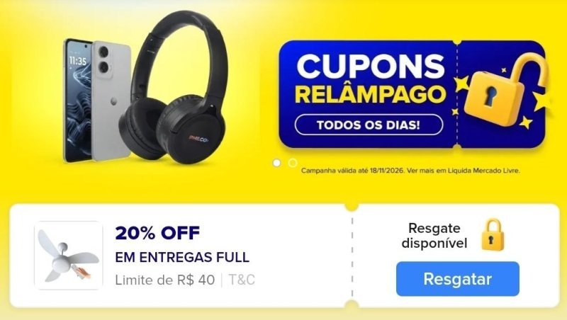Cupom 20% OFF em Entregas Full Mercado Livre