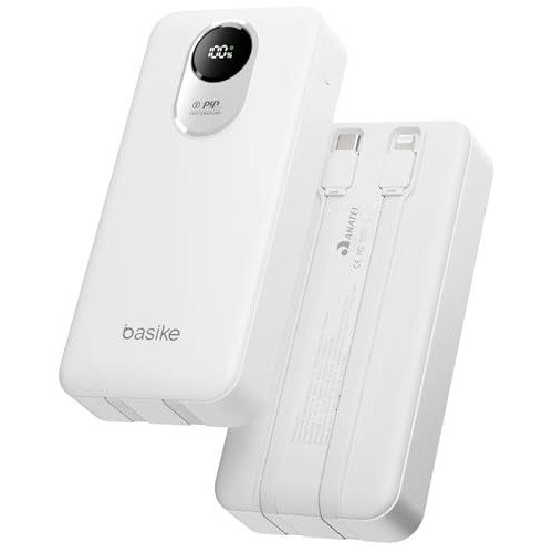 Basike Power Bank 20000mAh, Carregador Portátil, QC 22,5W + PD 20W (Branco)