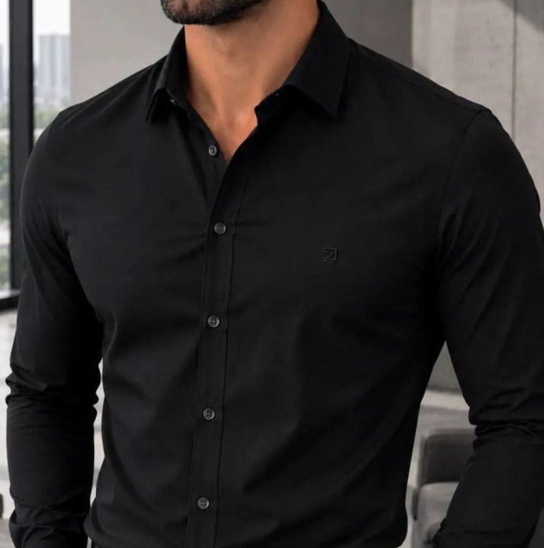 Camisa Social Masculina Manga Longa