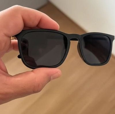 Óculos De Sol Quadrado Preto Fosco Unissex Proteção Uv400