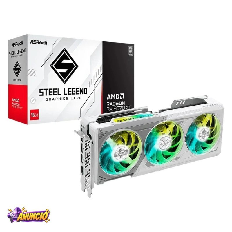 Placa De Video Asrock RX 9070 XT Steel Legend Amd Radeon Argb 16GB Gddr6 2970Mhz Fidelityfx Rdna 90 Ga5Dzz 00Uanf