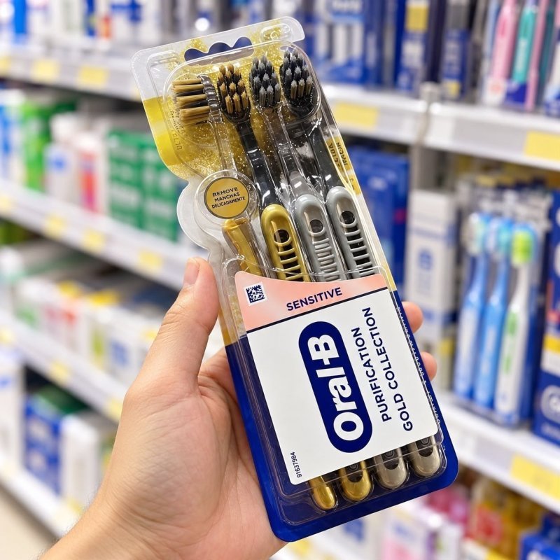 Oral-B Escova de Dente Sensitive Purification Gold Extra Macia 4 Unidades