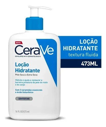 Loção Hidratante Corporal Sem Perfume, com Ceramidas Essenciais e Ácido Hialurônico, Textura Fluida CeraVe 473ml
