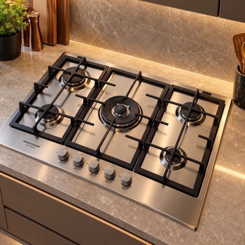 Cooktop 5 Bocas Brastemp Gourmand inox Duplachama - BDK75DR