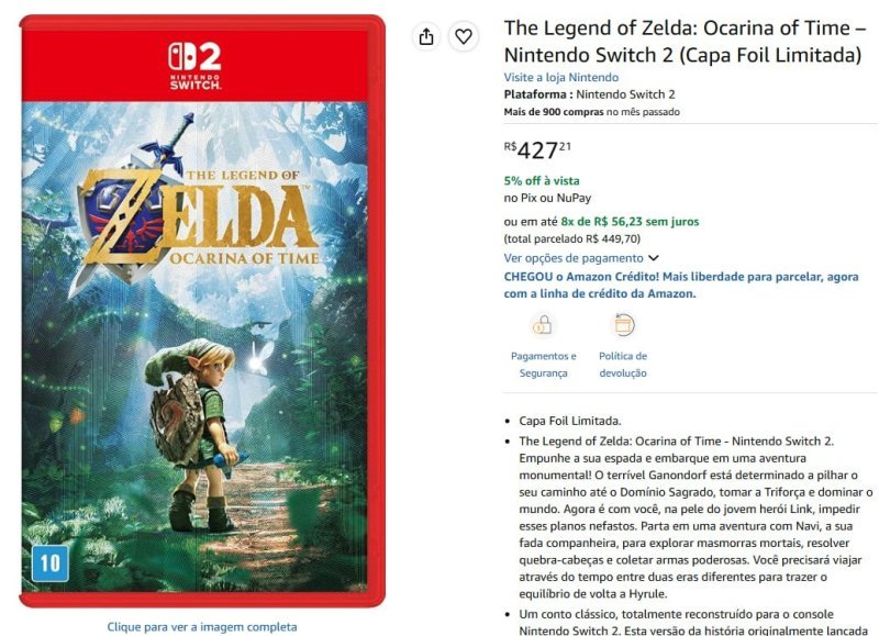 The Legend of Zelda: Ocarina of Time – Nintendo Switch 2 (Capa Foil Limitada)