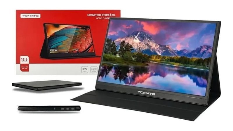 Monitor Portátil Full Hd 15.6 Notebook, Celular, Games C/ Cor Preto