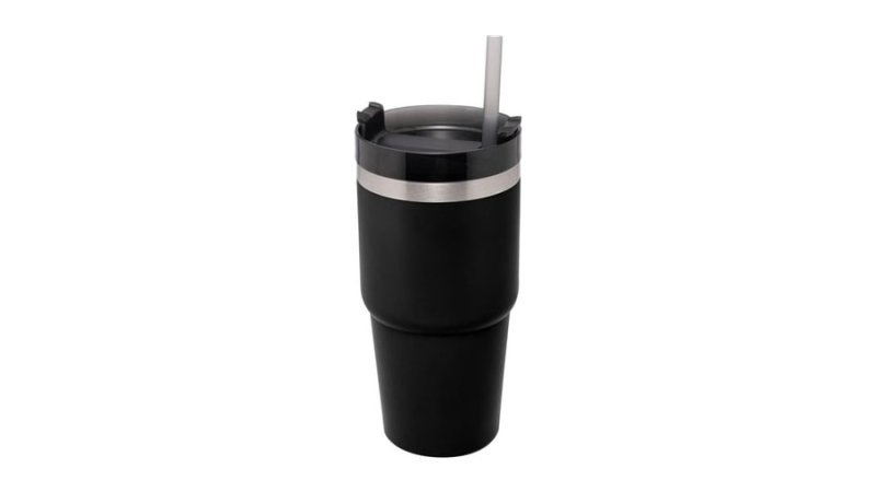 WOLFF Copo Térmico Parede Dupla SlimTerm com Base Ergonômica e Canudo Preto 590ml