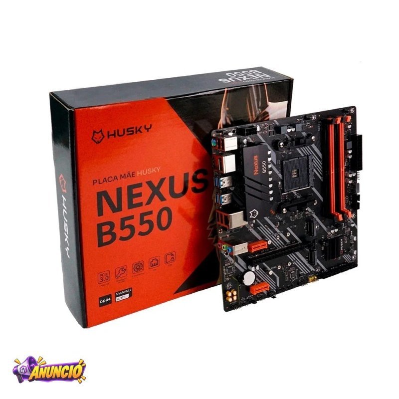 Placa Mae Husky Nexus B550 M 2 Nvme Ddr4 3200Mhz Ryzen 5000 3000 Micro Atx Hdmi Dp 64GB Dual Channel Hpm550
