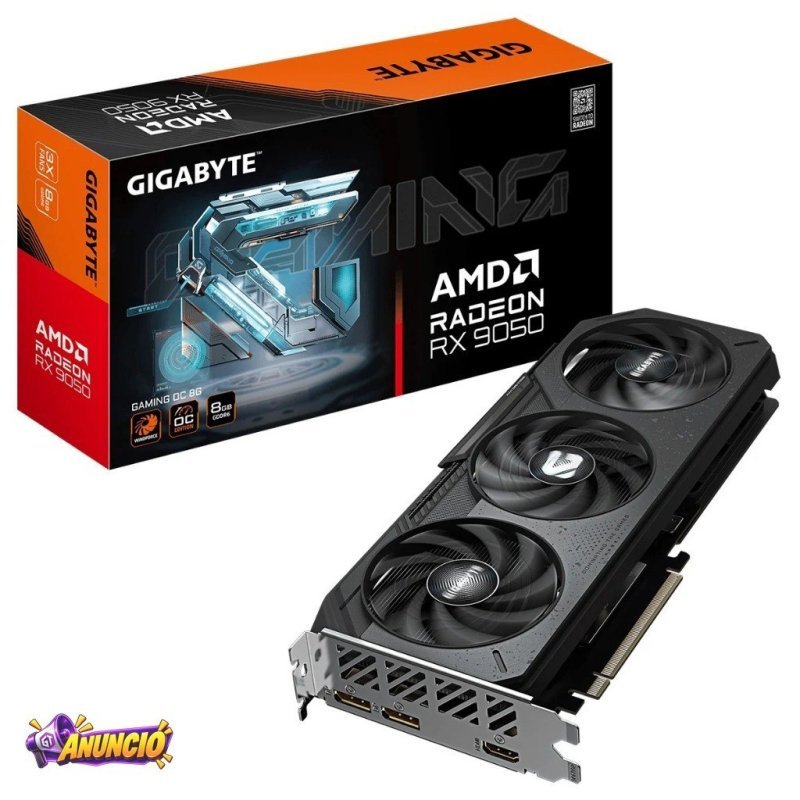 Placa de Vídeo Gigabyte AMD Radeon RX 9050 Gaming OC, 8GB, GDDR6, FSR, Ray Tracing, GV-R9050GAMING OC-8GD