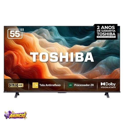 Toshiba Smart TV MiniLED QLED 4K 55" Polegadas 55M450SS com Painel Antirreflexo e Processador de AI ZR