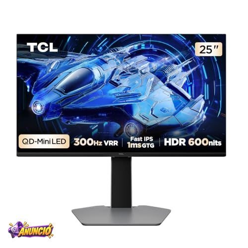 Monitor Gamer TCL 25 Polegadas QD-Mini LED Full HD G64 300Hz 1ms (GtG) Freesync HDR 600 nits 25G64