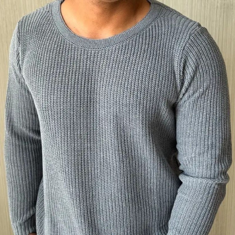 Suéter Masculino Lã Tricot Blusa De Frio Social Manga Longa