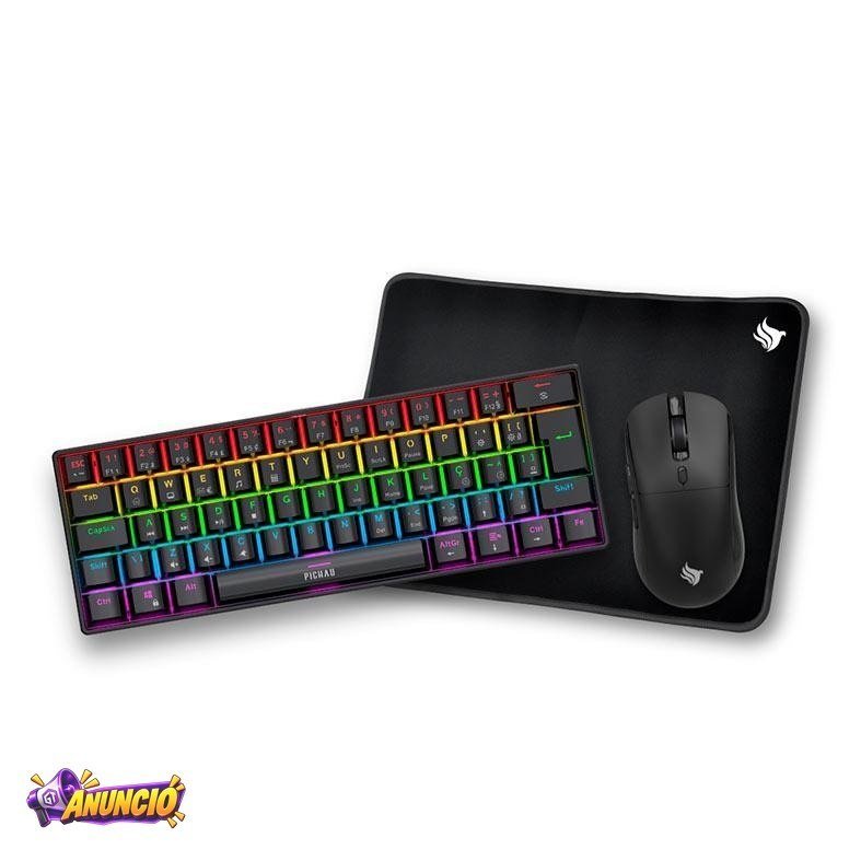 Combo Gamer Pichau NetunoLight3x1, Rainbow, Teclado Mecanico ABNT2, Mouse 4200DPI, Mousepad PG-NTNL-RBW01