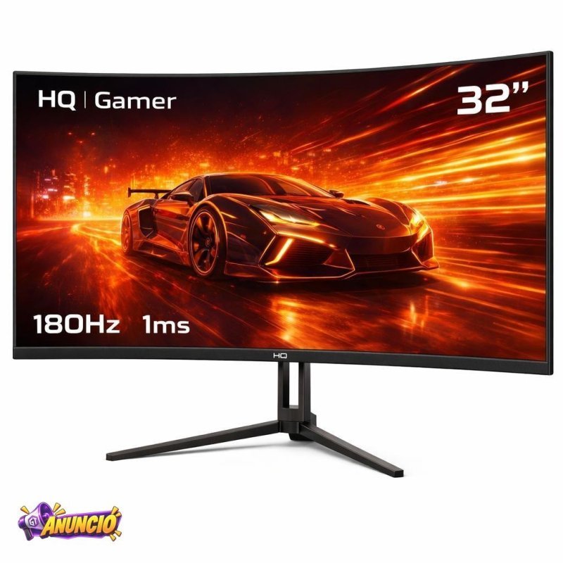 Monitor Gamer HQ Ultra 32" Curvo 1ms, 180Hz, Quad HD (QHD) - 2560x1440, AMD FreeSync, HDMI, DP, HQ32C180