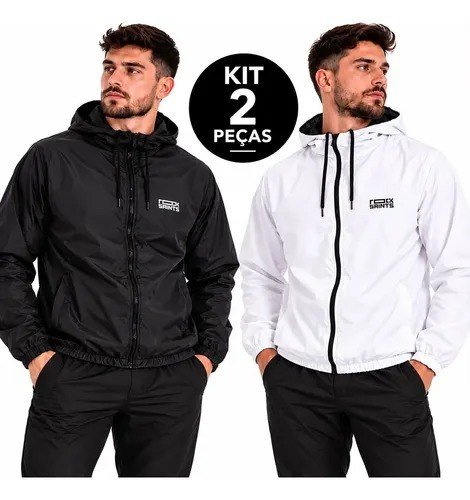 Kit 2 Jaquetas Corta Vento Impermeável Liso Unissex