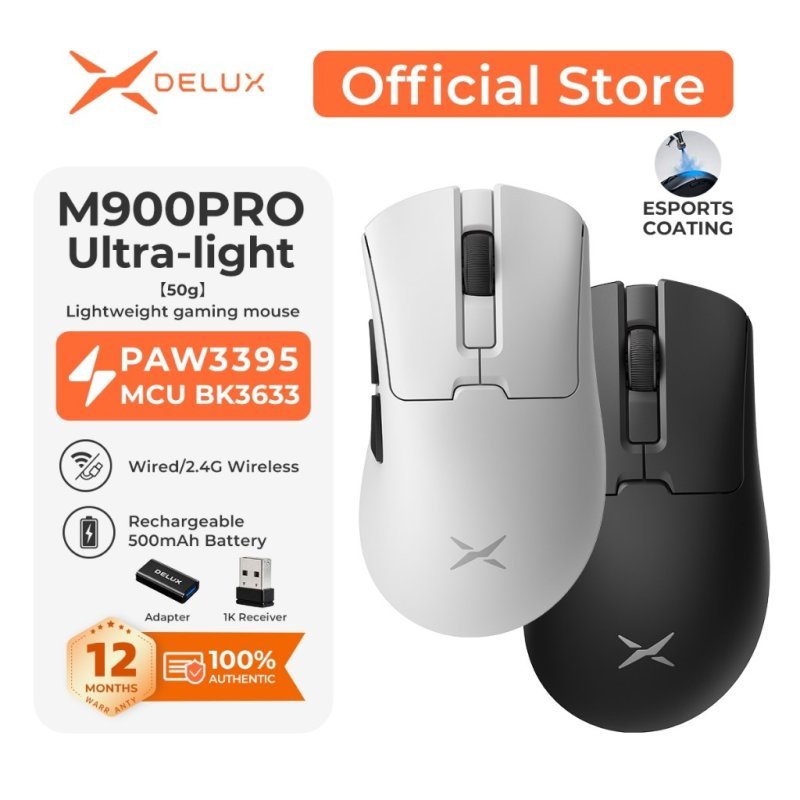 DELUX M900 Pro Ultra-Light 50g Mouse Gamer Sem Fio 8K – PAW3395
