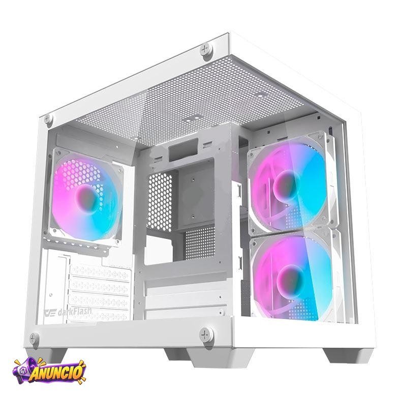 Gabinete Gamer Aigo Darkflash Durin D275M, Rainbow, Mid-Tower, L.Vidro, Com 3 Fans, Branco, DURIN-WH-3F