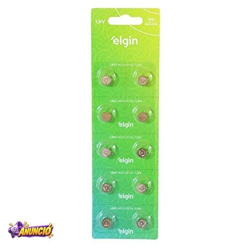 Elgin Bateria Alcalina com 10 Unidades de 1, 5V Tipo LR41, LR736, AG3 Baterias