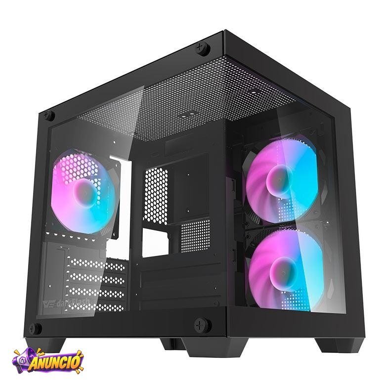 Gabinete Gamer Aigo Darkflash Durin D275M, Rainbow, Mid-Tower,L.Vidro, 3Fans, Preto, DC-D275M-B-BR2