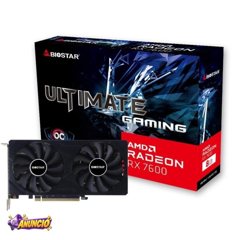 Placa De Vídeo Biostar AMD Radeon RX 7600 OC Ultimate Gaming, 8GB, GDDR6, FSR, Ray Tracing, VA76S6RM81