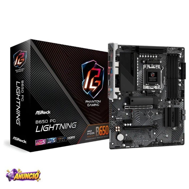 PLACA MAE ASROCK B650M PG LIGHTNING - RYZEN AM5 - DDR5 - MATX - M.2 - HDMI/DISPLAYPORT